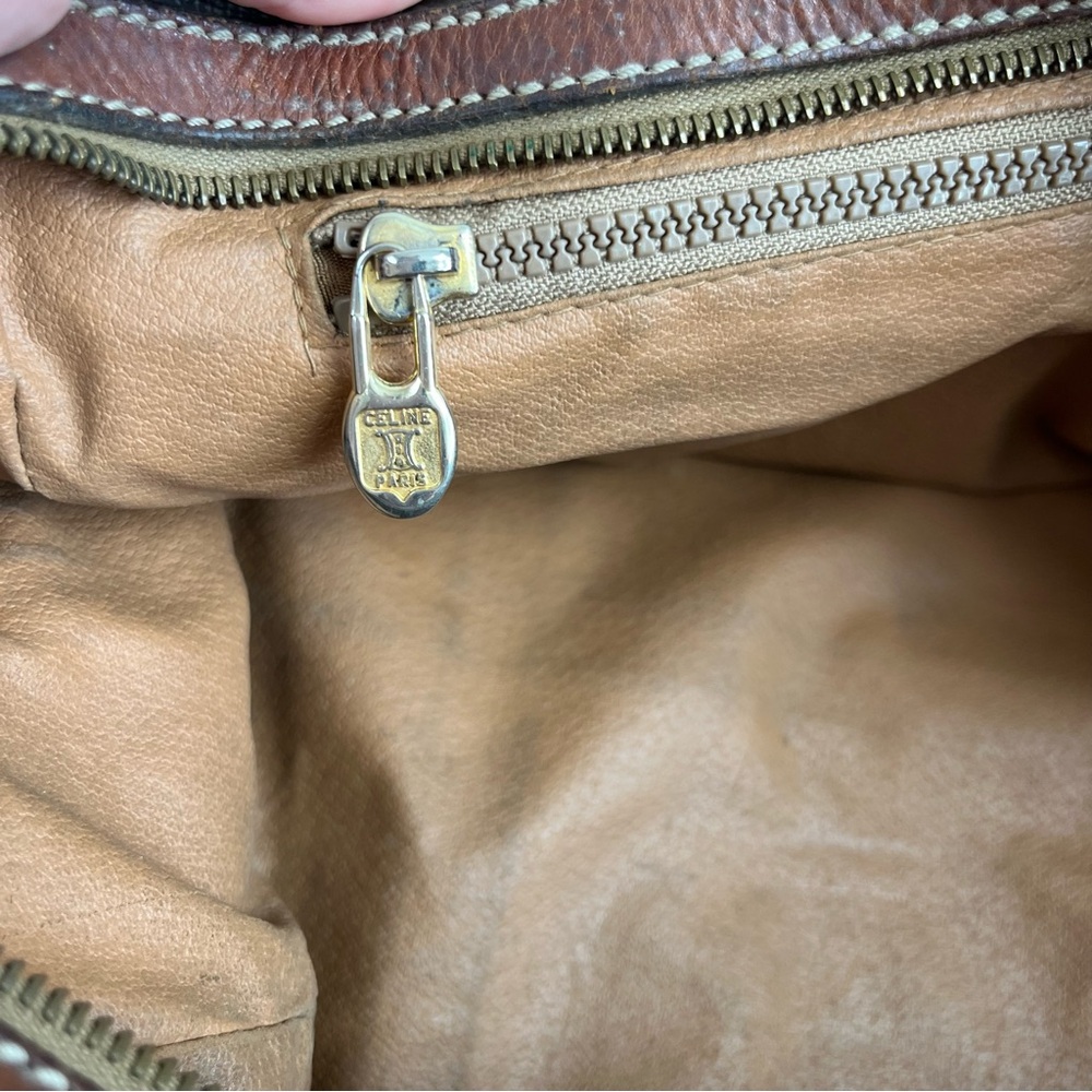 CELINE Macadam Canvas Boston Bag PVC Leather Vintage Purse Handbag - Picture 15 of 16